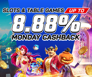 Slots & Table Games up to 8.88% Monday Cashback